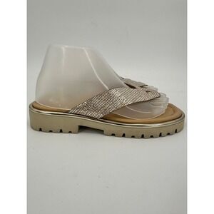 Donald Pliner Womens Flip Flops Sandals‎ Metallic Gold Platform Lug Sole Size 7M
